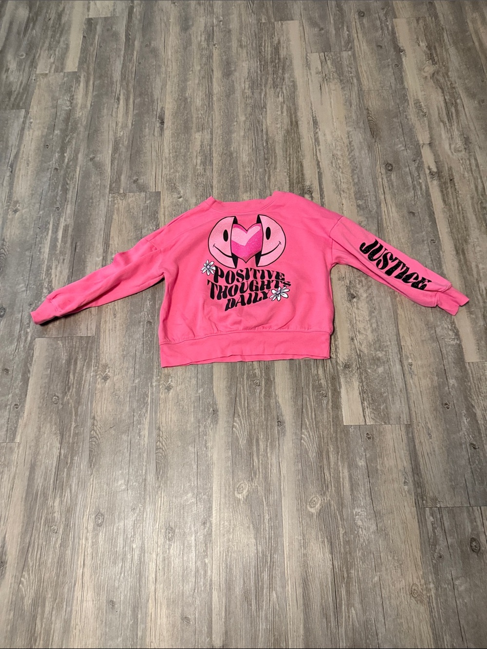 Justice Bright Pink 'Positive Thoughts Daily' Crewneck Sweatshirt